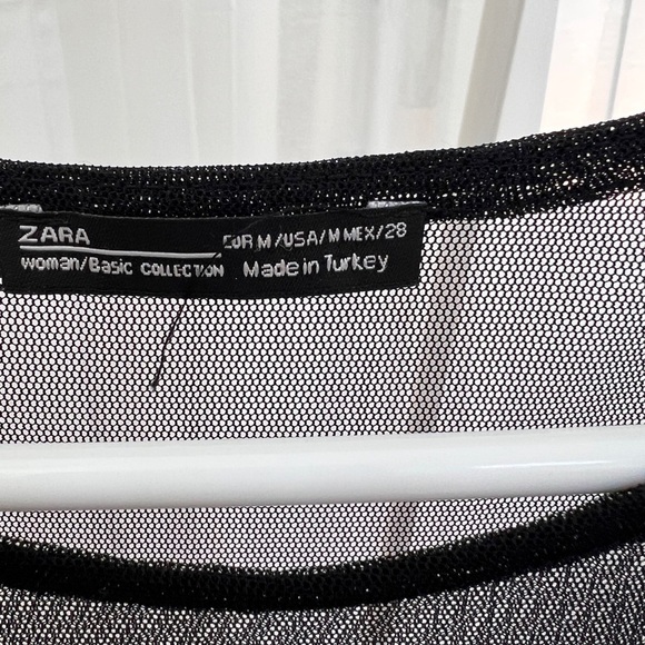 Floral Embroidered Black Mesh Dress - Picture 3 of 6